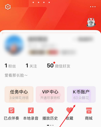 全民K歌的K币消费记录查询方式