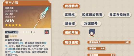 原神天空之脊武器详解