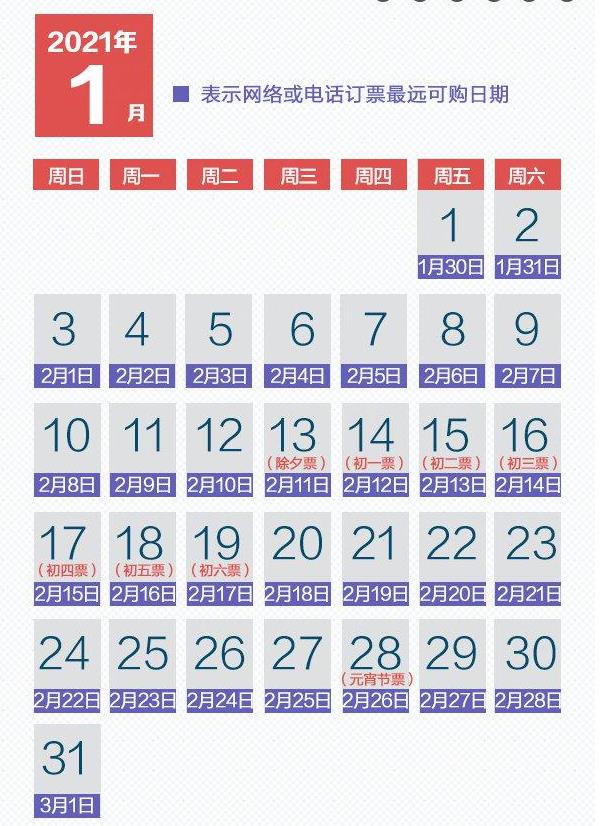 2021春运购票日历，2021春运购票全攻略多图